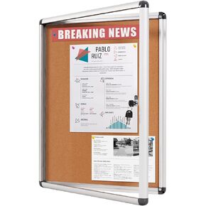 حقيبة عرض مغلقة بلوحة الفلين قابلة للقفل من MAKELLO مع 3 مفاتيح مطابقة للداخل، إطار من الألومنيوم الفضي، 20x16 بوصة (2xA4) in Kuwait