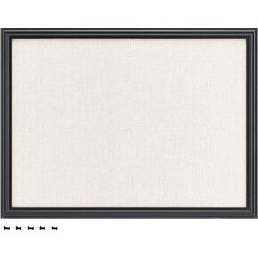 Navaris Framed Linen Bulletin Board - 17 x 23 inches Fabric Jewelry Organizer Pinboard for Wall Memory Memo Pin Board - Natural Linen with Pink Frame