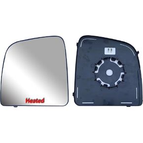 Replacement Driver Left Side Upper Mirror Glasses With Heated And Plate For Long Arm Extension View Mirror fit Ram Promaster 1500, 2500, 3500, New Six, Work Van