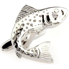 Fishing Silver Black Toned Wedding Suit Shirt Men's Cufflinks