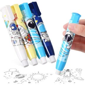 4 Pcs Retractable Pencil Erasers Space Cute Erasers for Boys Kawaii Pencil Erasers with Eraser Refills Kid Party Favors Gift Suitable for Boys Girl Teen Fun Back to School Supplies for Office