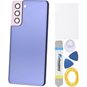 Phantom Violet Plastic Back Panel Cover Replacement for Samsung Galaxy S21 with Rear Camera's Frame Rear Camera's Glass Cover Pre-Install Adhesive and Installation Instruction Tool Kit