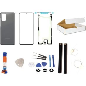 Screen Repair Kit Compatible with Samsung Galaxy S20 Plus G985 & S20+ 5G G986-Front Outer Glass Lens and Rear Back Glass Door Housing Cover Replacement (Cosmic Grey)