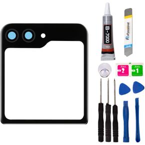 غطاء زجاجي خلفي لإصلاح البطارية، غطاء خلفي للباب الخلفي لهاتف Samsung Galaxy Z Flip5 / Flip 5 SM-F731، مع شريط وأدوات (أخضر)