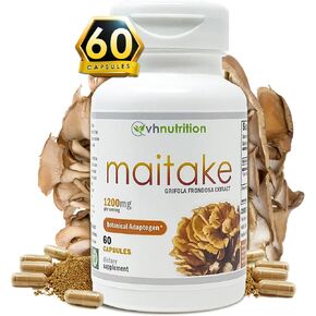 VH Nutrition MAITAKE | Maitake Mushroom Capsules | 1200mg Per Serving | Standardized Grifola frondosa Extract for Immune Health, Vitality, and Wellness | 60 Capsules