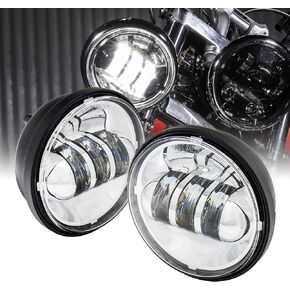 TRUE MODS 2pc 4.5" Osram LED Harley Fog Passing Light [Black-Finish] [6,500K] [2,880 Lumens] Motorcycle Passing Fog Lamp Light for Harley Davidson Accessories Electra Glide Road King Heritage Softail