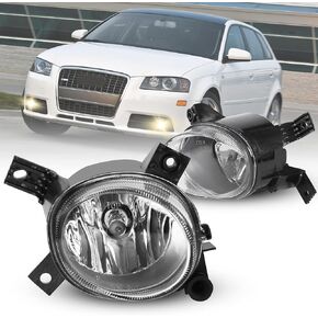 Fog Lights Compatible with Audi A4 / S4 (Quattro Cabriolet Convertible, Sedan, Avant Wagon) 2005-2008, A3 (Quattro Base/TDI Hatchback; Sport Package) 2008-2013, Fog Lamp, 1 Pair (Smoke lens)