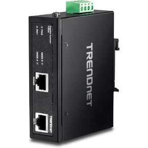 TRENDnet Hardened Industrial Gigabit PoE+ Injector, DIN-Rail, Wall Mount, IP30 Rated Housing, DIN-rail & Wall Mounts Included, TI-IG30, 30W, Black