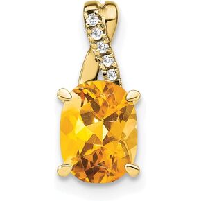 Jewels By Lux 10Kt Yellow Gold Oval Birthstone Gemstone Charm Pendant (Length 14.3mm Width 6.25 mm)