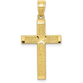 Solid 10k Yellow Gold Cross Pendant Charm - 27mm x 16mm