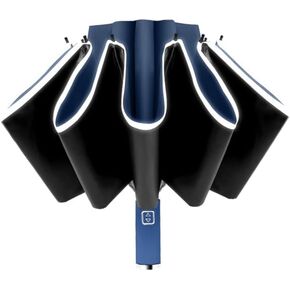 BAODINI Inverted UV Umbrella for Rain and Sun 46 inch Arc Canopy UPF 50+ Rverse Compact Umbrella Auto Open Close