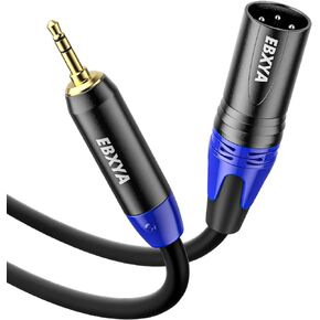 EBXYA XLR إلى 3.5 مم 6 أقدام - كابل ستيريو ذكر غير متوازن 1/8 TRS إلى XLR ذكر، 3.5 مم إلى XLR ذكر مطلي بالذهب، XLR إلى 1/8 سلك محول صوت AUX أحادي التوصيل للخلاط والكمبيوتر المحمول والهاتف