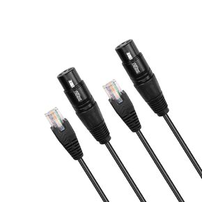 GINTOOYUN 3 Pin XLR to RJ45 Cable,XLR Female to RJ45 Male ​Converter Cable XLR DMX Cable for Speaker,Mixers,Sound and Stage Lighting equipment-30cm/1Ft（2 PCS）
