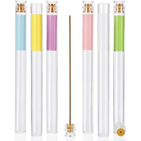ZenBless 6 Pack Incense Storage Tube for Incense Sticks, Clear Acrylic Incense Storage Box with Incense Holder, Incense Burner Holder Storage for Meditation Yoga Relaxation Prayer