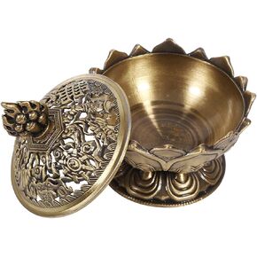 Qiilu Incense Burner, Lotus Incense Holder for Cones, Incense Burner for Charcoal Disc, Incense Burner Incense Cone Holder Incense Burner Stick Cone Holder (Bronze)