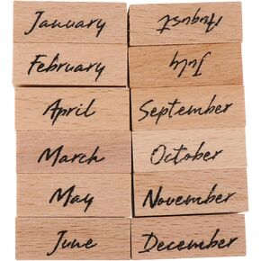 NUOBESTY 1 Set Wooden Stamp Set Planner Stamp Wooden Stamps for Card Making Hard Wood Stamp Mounts Diary Month Decorative Stamps Decorative Wood Stamps Hand Account Letter Alphabet Rubber