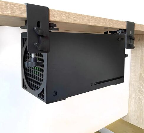 UISKOOPW No Drilling Under Desk Mount for Xbox Series X, Under Desk Holder Compatible with Xbox X, Stealth Horizontal Stand Gaming Desk Accessories for XSX in Kuwait