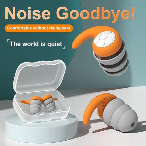 Ear Plugs for Sleeping Noise Reduction NRR 33dB, [Three Layer] Soft Silicone Ear Plugs for Snoring, Study, Swimming, Concerts, Motorcycle, Travel & Noise Sensitivity, Orange in Saudi Arabia