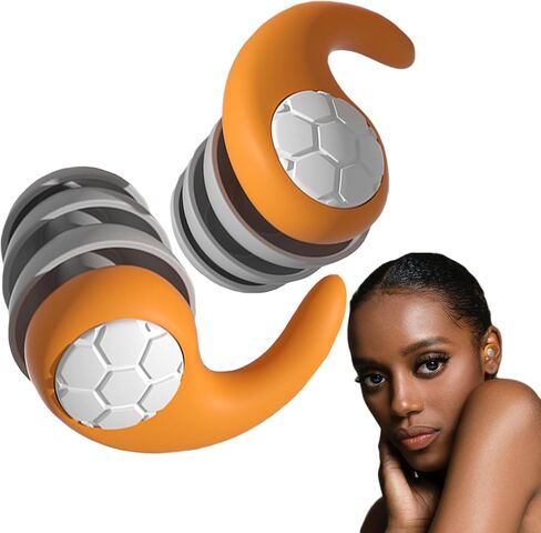 Ear Plugs for Sleeping Noise Reduction NRR 33dB, [Three Layer] Soft Silicone Ear Plugs for Snoring, Study, Swimming, Concerts, Motorcycle, Travel & Noise Sensitivity, Orange in Saudi Arabia