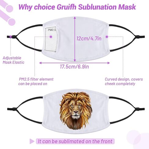 Jollidecor 16 قطعة أغطية الوجه التسامي الفراغات البوليستر التسامي للطباعة حماية الوجه الأبيض أغطية الوجه تنفس مع حلقة الأذن مرنة قابلة للتعديل للمراهقين والبالغين in Kuwait