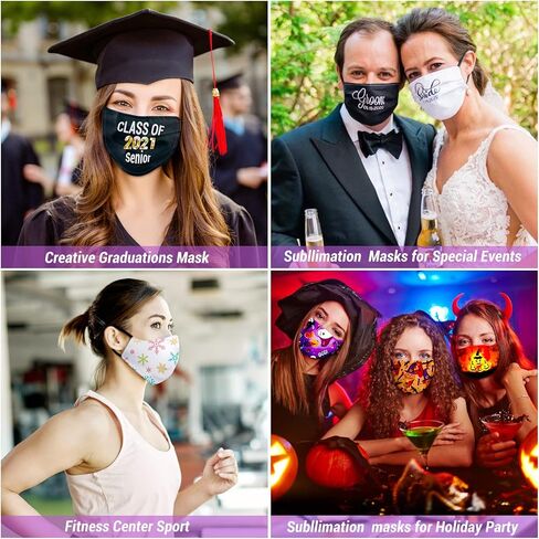 Jollidecor 16 قطعة أغطية الوجه التسامي الفراغات البوليستر التسامي للطباعة حماية الوجه الأبيض أغطية الوجه تنفس مع حلقة الأذن مرنة قابلة للتعديل للمراهقين والبالغين in Kuwait