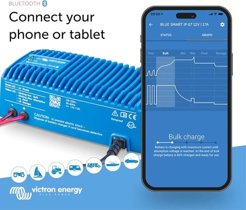 Victron Energy Blue Smart IP67 12-Volt 13 amp 120VAC Battery Charger with NEMA 5-15 Plug (Bluetooth) in Saudi Arabia