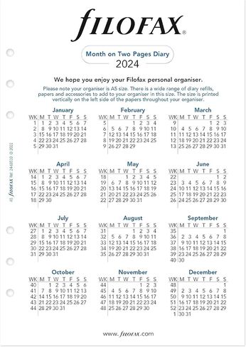Filofax Calendar Diary Refill, A5 Size, Month-to-View, White Paper, English, 2024 (C68510-24) in Saudi Arabia