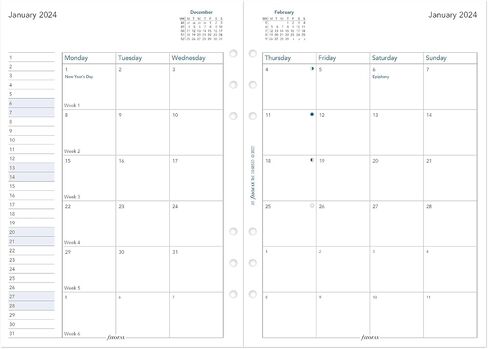 Filofax Calendar Diary Refill, A5 Size, Month-to-View, White Paper, English, 2024 (C68510-24) in Saudi Arabia