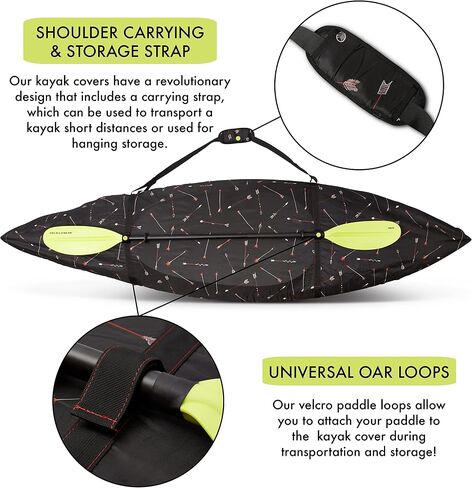 Heavy Duty Kayak Dust Cover-UV Protection, Resistant to Sun, Rain, and Snow-Outdoor/Indoor Storage-Industrial Buckles, Reinforced Stitching-Boat Accessories-Fabric Dust Bag Included(Arrowhead) in Saudi Arabia