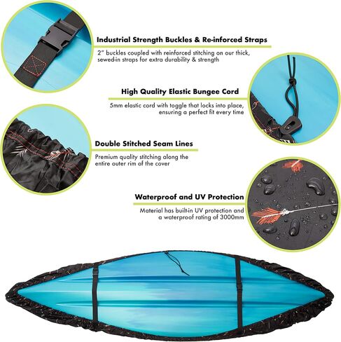 Heavy Duty Kayak Dust Cover-UV Protection, Resistant to Sun, Rain, and Snow-Outdoor/Indoor Storage-Industrial Buckles, Reinforced Stitching-Boat Accessories-Fabric Dust Bag Included(Arrowhead) in Saudi Arabia