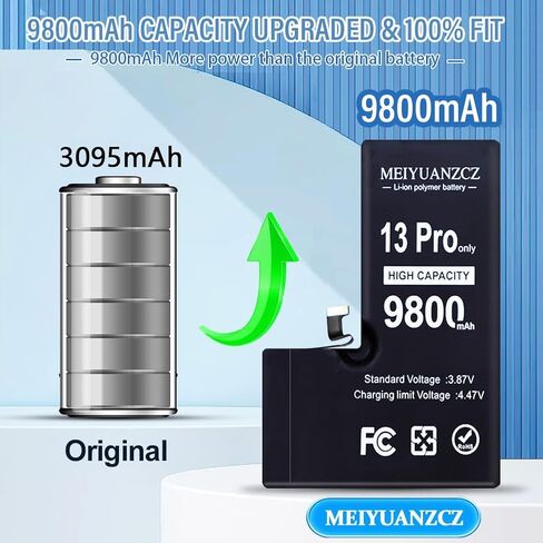 9800mAh Upgraded Battery Compatible with Phone 13 Pro, [New Version] Ultra High Capacity 0 Cycle A+ Battery Compatible with Phone 13 Pro, with Complete Disassembly kit in Saudi Arabia