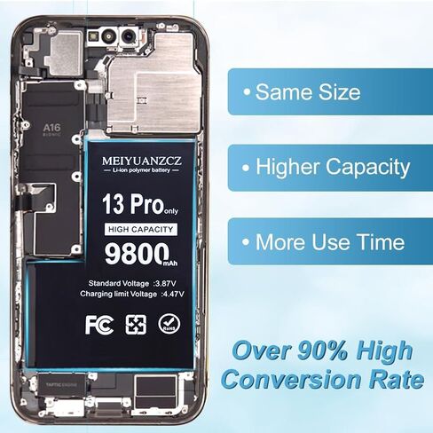 9800mAh Upgraded Battery Compatible with Phone 13 Pro, [New Version] Ultra High Capacity 0 Cycle A+ Battery Compatible with Phone 13 Pro, with Complete Disassembly kit in Saudi Arabia