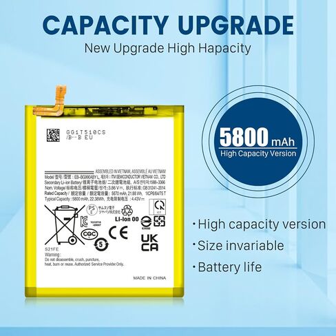 SHENMZ Galaxy S21 FE Battery, 5800mAh [2024 New Upgrade] High Capacity New 0 Cycle Li-Polymer Battery for Samsung Galaxy S21 FE 5G SM-G990B,SM-G990B/DS,SM-G990U,SM-G990U1,SM-G990W...with Repair Tools in Saudi Arabia