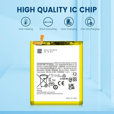 SHENMZ Galaxy S21 FE Battery, 5800mAh [2024 New Upgrade] High Capacity New 0 Cycle Li-Polymer Battery for Samsung Galaxy S21 FE 5G SM-G990B,SM-G990B/DS,SM-G990U,SM-G990U1,SM-G990W...with Repair Tools in Saudi Arabia