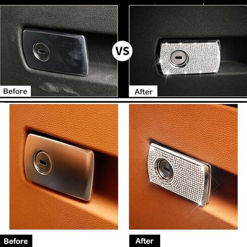 Pursuestar بلينغ كريستال السيارة الداخلية تقليم مساعد الطيار تخزين صندوق القفازات التبديل مقبض غطاء اليد سحب ملصقات صائق لسيارات BMW 5 525i 530i 540i 6GT 7 سلسلة X3 X4 X5 X6 X7 M5 G30 G32 G11 G01 AWD in Kuwait