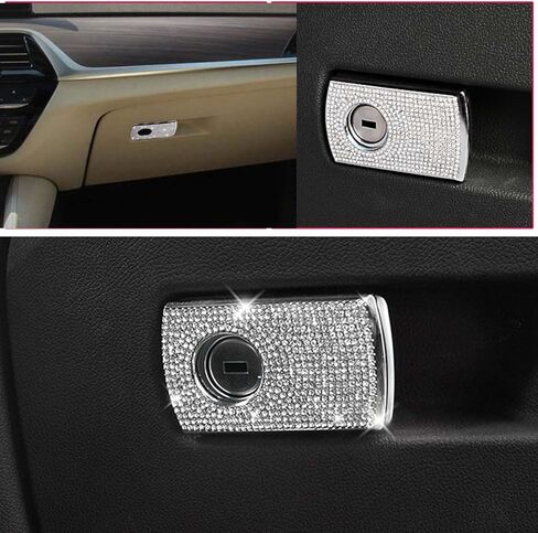 Pursuestar بلينغ كريستال السيارة الداخلية تقليم مساعد الطيار تخزين صندوق القفازات التبديل مقبض غطاء اليد سحب ملصقات صائق لسيارات BMW 5 525i 530i 540i 6GT 7 سلسلة X3 X4 X5 X6 X7 M5 G30 G32 G11 G01 AWD in Kuwait