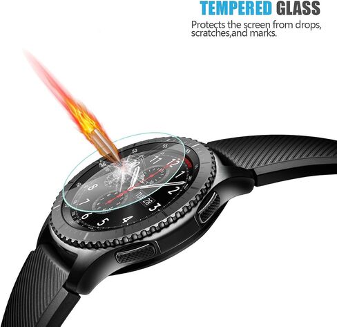 AKWOX (4-Pack) Compatible with for Samsung Galaxy Watch (42mm) Screen Protector, [Tempered Glass] [Explosion-proof] [0.3mm/2.5D] Screen Protector for Samsung Galaxy Watch (42mm) / Gear S2 in Saudi Arabia