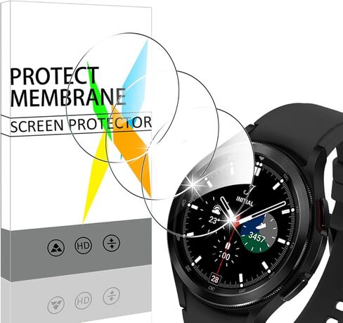 [3 Pack] for Samsung Galaxy Watch 4 Classic (46mm) protection film，Tempered Glass Screen Protector, Anti Scratch, Bubble Free, 3D Full Coverage Anti-Scratch Shatter-Proof HD Clear Waterproof Screen in Kuwait