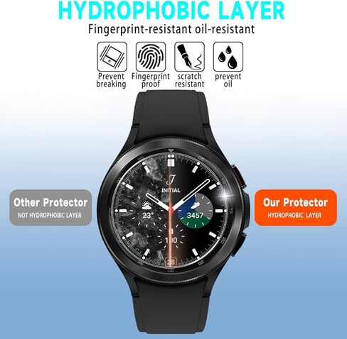 [3 Pack] for Samsung Galaxy Watch 4 Classic (46mm) protection film，Tempered Glass Screen Protector, Anti Scratch, Bubble Free, 3D Full Coverage Anti-Scratch Shatter-Proof HD Clear Waterproof Screen in Kuwait