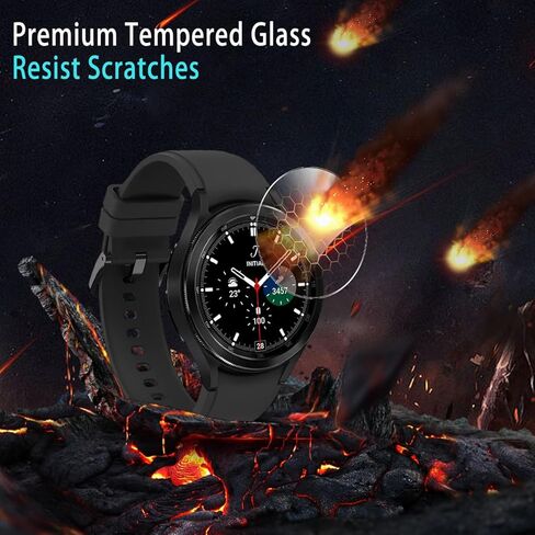 [3 Pack] for Samsung Galaxy Watch 4 Classic (46mm) protection film，Tempered Glass Screen Protector, Anti Scratch, Bubble Free, 3D Full Coverage Anti-Scratch Shatter-Proof HD Clear Waterproof Screen in Kuwait