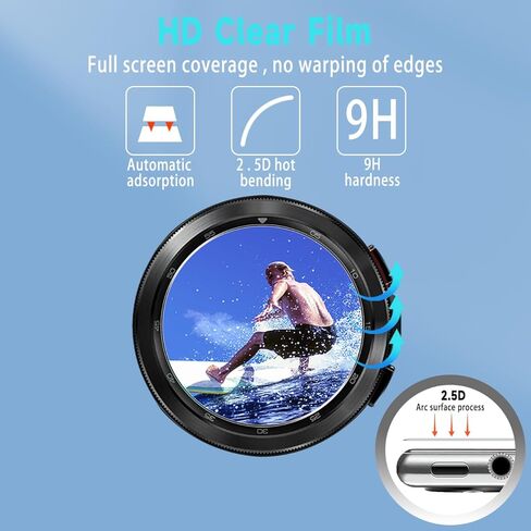 [3 Pack] for Samsung Galaxy Watch 4 Classic (46mm) protection film，Tempered Glass Screen Protector, Anti Scratch, Bubble Free, 3D Full Coverage Anti-Scratch Shatter-Proof HD Clear Waterproof Screen in Kuwait