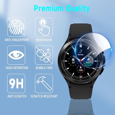 [3 Pack] for Samsung Galaxy Watch 4 Classic (46mm) protection film，Tempered Glass Screen Protector, Anti Scratch, Bubble Free, 3D Full Coverage Anti-Scratch Shatter-Proof HD Clear Waterproof Screen in Kuwait
