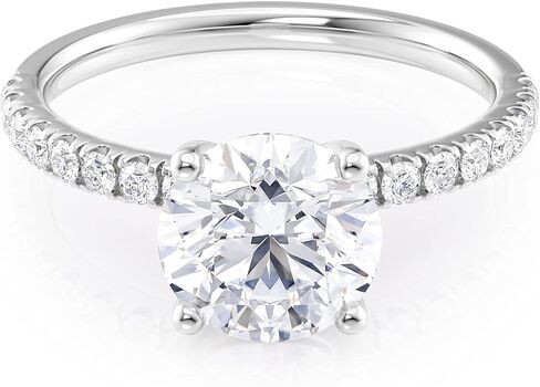خاتم خطوبة مويسانيتي من 2 إلى 6 قيراط للنساء - 1/4 قيراط من الألماس الطبيعي المستدير - خاتم ذهب عيار 14 قيراط (G-H/SI، G-H/SI، cttw، DEW) مقاس وعد الزفاف من 4 إلى 11 صنع في الولايات المتحدة الأمريكية in Kuwait