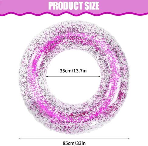 5 قطع 33 بوصة حلقات سباحة قابلة للنفخ لحمام السباحة، أنابيب داخلية لامعة، حلقات حمام سباحة تطفو في الصيف، حلقات سباحة شفافة للأطفال والكبار، مستلزمات حفلات إجازة الشاطئ in Kuwait