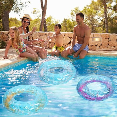 5 قطع 33 بوصة حلقات سباحة قابلة للنفخ لحمام السباحة، أنابيب داخلية لامعة، حلقات حمام سباحة تطفو في الصيف، حلقات سباحة شفافة للأطفال والكبار، مستلزمات حفلات إجازة الشاطئ in Kuwait