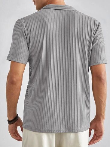 Polo Shirts for Men Short Sleeve Loose Fit Casual Turn Down Collar V Neck Stretch Knit Golf Shirts in Saudi Arabia