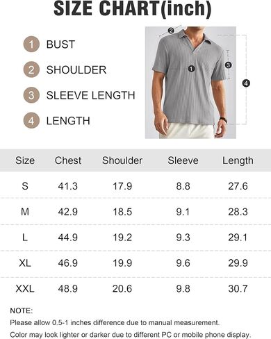 Polo Shirts for Men Short Sleeve Loose Fit Casual Turn Down Collar V Neck Stretch Knit Golf Shirts in Saudi Arabia