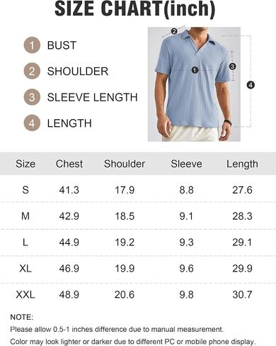 Polo Shirts for Men Short Sleeve Loose Fit Casual Turn Down Collar V Neck Stretch Knit Golf Shirts in Saudi Arabia