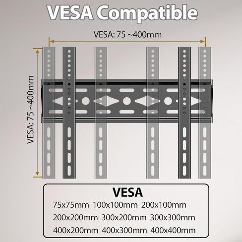TV Mount Bracket Fixed for Most 26-63 Inch LED, LCD and Flat Curved TV, Fixed TV Wall Mount with Max VESA 400x400mm and Holds up to 110lbs,only 1.18inch from Wall Low Profile and Space Saving in Saudi Arabia