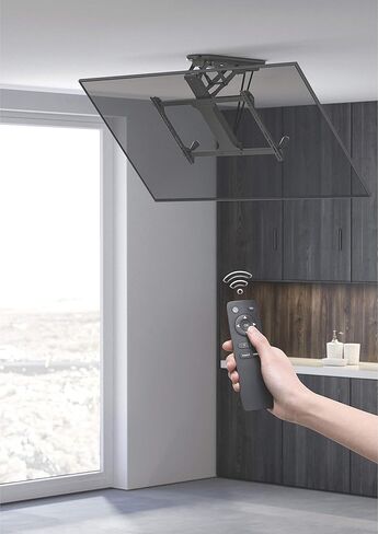 ProMounts Motorized Fireplace Mantel TV Wall Mount Fits Most 37-70 Inch Screens, Motorized Drop Down TV Wall Mount Bracket Above Fireplace for Both Flat and Curved, and Holds up to 77 lbs. in Kuwait